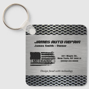 Mechanische Amerikaanse vlag Auto Reparatie Busine Sleutelhanger