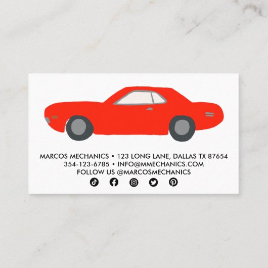 MECHANISCHE Auto Klassieke Auto Reparatie CUSTOM Visitekaartje (Achterkant)