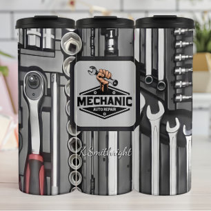 Mechanische Auto Reparatie Logo Gereedschap Thermosbeker
