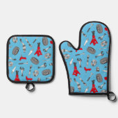 Mechanische Auto Technicus Leuk Kleurrijk Ovenwant & Pannenlap Set (Voorkant)