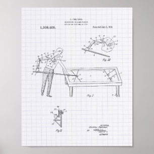 Mechanische Billiard 1919 Patent Art - Lined Peper Poster