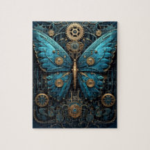 Mechanische Blauwe Monarch Vlinder Puzzel