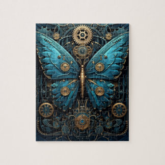 Mechanische Blauwe Monarch Vlinder Puzzel