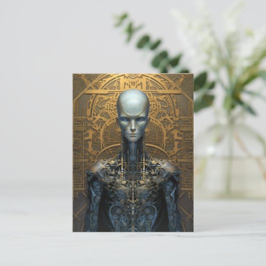 Mechanische cyborg Robot Science Fiction Briefkaart (Staand voorkant)