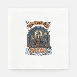 Mechanische Dag Heks Nacht Halloween Steampunk Vro Servet