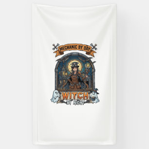 Mechanische Dag Heks Nacht Halloween Steampunk Vro Spandoek