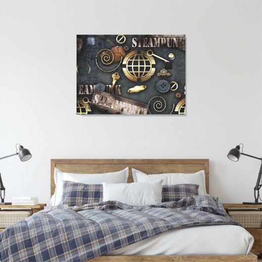 Mechanische elementen met punk stoomstijl canvas afdruk (Insitu (Slaapkamer))
