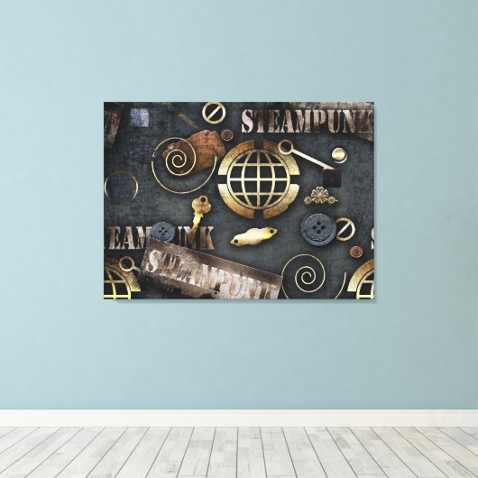 Mechanische elementen met punk stoomstijl canvas afdruk (Insitu (Houten vloer))