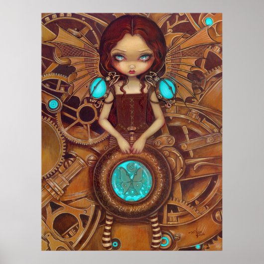 Mechanische engel I steampunk fairy Art Print (Voorkant)