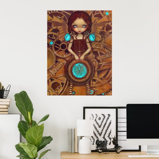 Mechanische engel I steampunk fairy Art Print (Thuiskantoor)