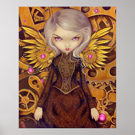 Mechanische engel II steampunk firy Art Print (Voorkant)