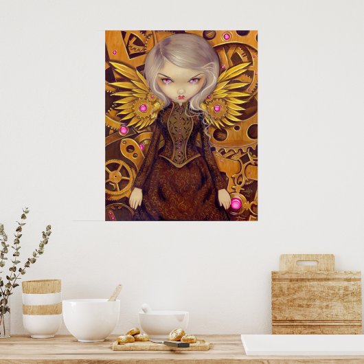 Mechanische engel II steampunk firy Art Print (Keuken)