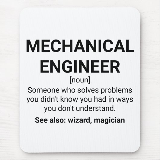 Mechanische engineer Definition Noun Muismat (Voorkant)