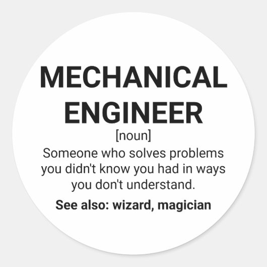 Mechanische engineer Definition Noun Ronde Sticker (Voorkant)