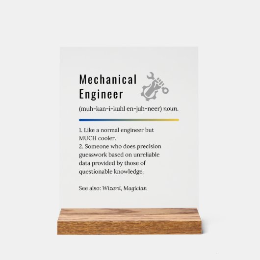 Mechanische engineer Funny Definition Acryl Bord (Voorkant)