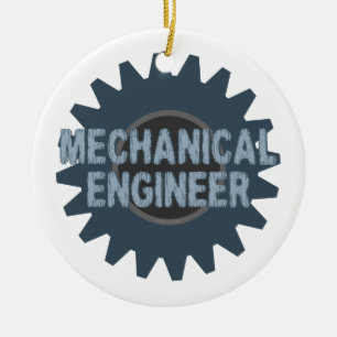 Mechanische Engineer Gear Blauw Grijs Keramisch Ornament