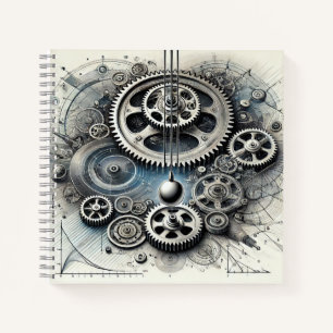 Mechanische fysica tandwielen, beweging en diagram notitieboek