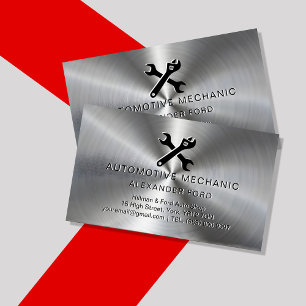 mechanische garage Metallic zilver Radiaal metalen Visitekaartje