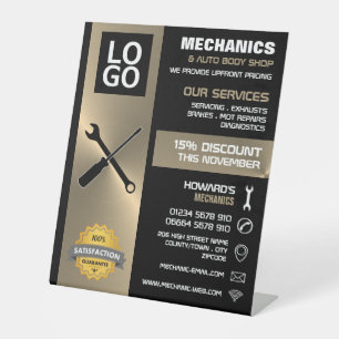 Mechanische gereedschappen, automatische monteur / reclamebord met voetstuk