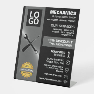 Mechanische gereedschappen, automatische monteur / reclamebord met voetstuk