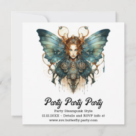 Mechanische Haarvlinder Steampunk Bruiloft Aankondiging