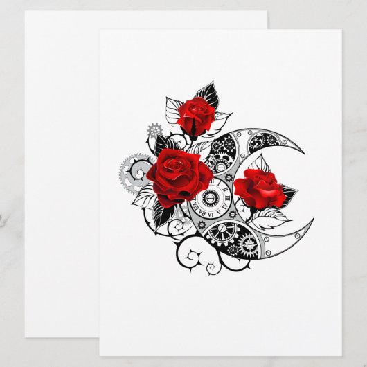 Mechanische haling met rode rozen feestdagenkaart (Voorkant / Achterkant)