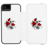 Mechanische haling met rode rozen incipio iPhone portemonnee hoesje (Agenda Open)