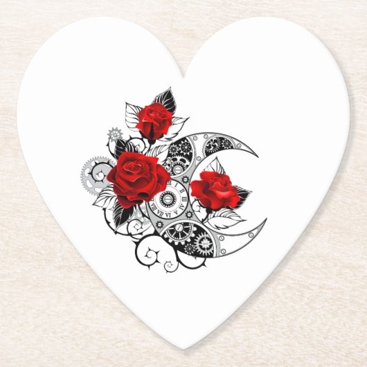 Mechanische haling met rode rozen kartonnen onderzetters (Voorkant)