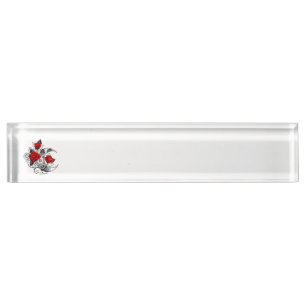 Mechanische haling met rode rozen naambordje