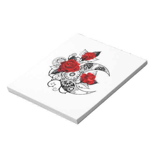 Mechanische haling met rode rozen notitieblok (Gedraaid)