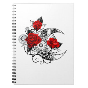 Mechanische haling met rode rozen notitieboek