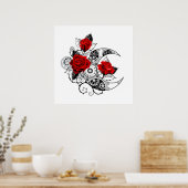 Mechanische haling met rode rozen poster (Keuken)