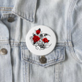 Mechanische haling met rode rozen ronde button 7,6 cm (In situ)