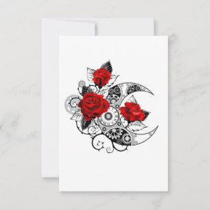 Mechanische haling met rode rozen RSVP kaartje
