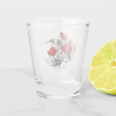 Mechanische haling met rode rozen shot glas (Achterkant)