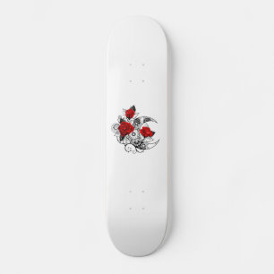 Mechanische haling met rode rozen skateboard