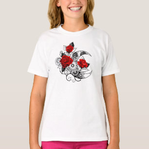 Mechanische haling met rode rozen t-shirt