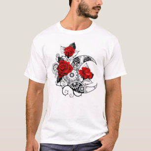 Mechanische haling met rode rozen t-shirt