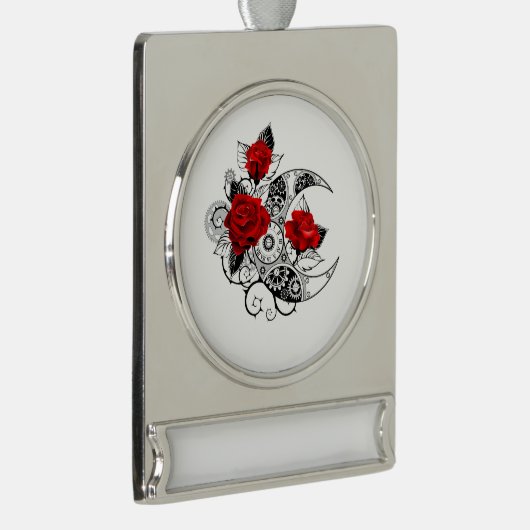 Mechanische haling met rode rozen verzilverd banner ornament (Rechts)