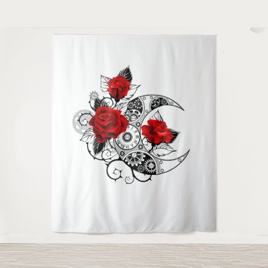 Mechanische haling met rode rozen wandkleed (Voorkant)