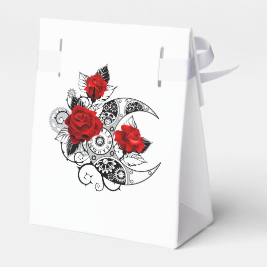 Mechanische Halve Maan met Rode Rozen Bedankdoosjes (Achterkant)