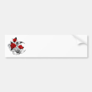 Mechanische Halve Maan met Rode Rozen Bumpersticker