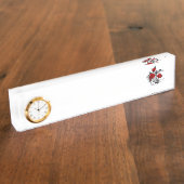 Mechanische halve maan met rode rozen naambordje (Zijkant)