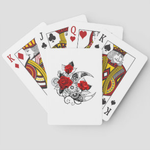 Mechanische Halve Maan met Rode Rozen Pokerkaarten