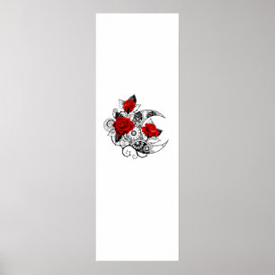 Mechanische Halve Maan met Rode Rozen Poster
