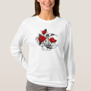 Mechanische Halve Maan met Rode Rozen T-shirt