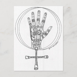 Mechanische hand briefkaart