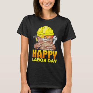 Mechanische kat Happy Labour Day Patriottische Man T-shirt