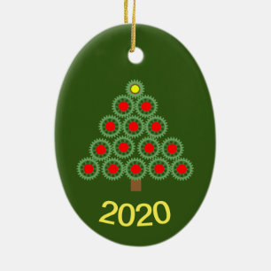 Mechanische kerstboom keramisch ornament