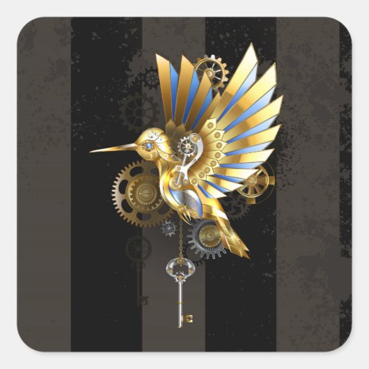 Mechanische kolibrie vierkante sticker (Voorkant)